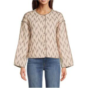 Joie York Print Quilted Button Down Jacket - L